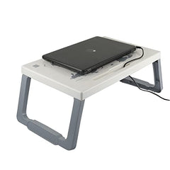 Cello Lappy Study Table, Breakfast Table, Foldable and Portable & Ergonomic, Plastic, White & Grey, 570*370*52, (CLO_LPY_TBL)