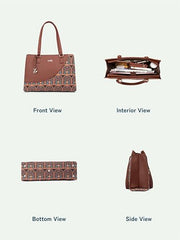 ZOUK Office Essential Bag | Jute | Vegan Leather Handcrafted Tote Bag With Double Handle Shoulder Strap | Bristel