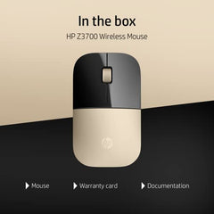 HP Z3700 Wireless Optical Mouse with USB receiver and 2.4GHz Wireless Connection/ 1200DPI / 16 months Long Battery Life /Ambidextrous and Slim Design (Modern Gold)