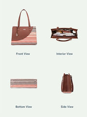 ZOUK Office Essential Bag | Jute | Vegan Leather Handcrafted Tote Bag With Double Handle Shoulder Strap | Bristel