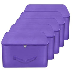 Storite 2 Pack Nylon Wardrobe Bag Underbed Cloth Storage Organizer | Moisture Proof Storage Bag, Storage box for Clothes Saree Bags, Zippered Closure & Handle - Magenta,37x34x23 cm