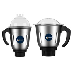 Stainless Steel Combo (Mini 180 Ml & 250 Ml) Jar Set one for Mixer Grinder, Compatibility with all mixer grinders with 2 slots of jar fitting with 4 teeth coupler