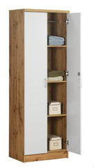 DeckUp Plank Cove 2-Door Engineered Wood Wardrobe with Mirror (Wotan Oak and White, Matte Finish)
