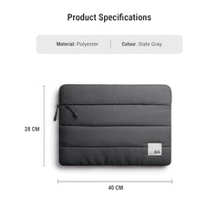 DailyObjects Large Stria Portable Laptop Sleeve | Durable Polyester |Compatible with Laptop/MacBook Air/Pro Upto 16 Inch |Lightweight Water Resistant Fabric |Padded Compartment with Zip Closure- Grey