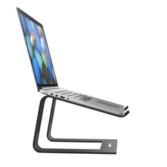 Amazon Basics ABS 2-in-1 Laptop and Mobile Stand, Ergonomic, Adjustable Height, Anti-Slip Base, Heat Dissipation, Portable, Lightweight, Compatible with All Laptops Up to 15.6" (Black)