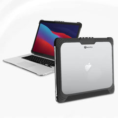 WOOKY MacBook Air M1 13.3 inch Shockproof 360 Degree PC + TPU Protection Plastic Hard Shell Flip Cover Case for MacBook Air A1932 A2179 A2337 (13.3 inch) - Black Clear