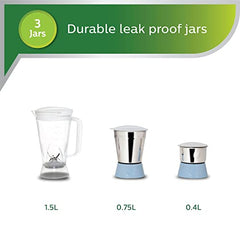 Philips HL7579/00 600 Watt Turbo Juicer Mixer Grinder with 3 Jars -Blend and Carry, Nutri Juicer Jar, Multi Purpose jar