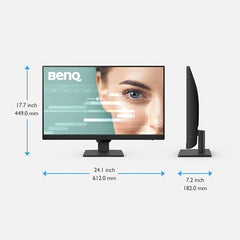 BenQ GW2490 24 inch (60.96 cm) FHD IPS Eye-Care Monitor| 100Hz|99% sRGB|Eye-careU|Dual HDMI|Display Port|Bezel-Less|Eyesafe|VESA MediaSync|B.I.|Low Blue Light+| Speakers|VESA Wall mountable(Black)