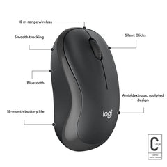 Logitech M240 Silent Bluetooth Mouse, Wireless, Compact, Portable, Smooth Tracking, 18-Month Battery, for Windows, macOS, ChromeOS, Compatible with PC, Mac, Laptop, Tablets - Off White
