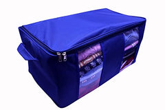 VR ATULIT BY CHOOSY 12 Flap Saree Bag | Clothes Storage Bag for Sarees, Blankets | Large Storage Bag for Clothes with Transparent Zip Covers | Foldable Quilted Bag Organizer with Handle for Wardrobe