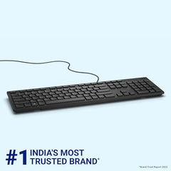 Dell KB216 Wired Multimedia Keyboard - Full-Size Layout with USB Interface, Chiclet Keys, Spill Resistance with 3 Indicator Lights| Plug and Play| Hot Keys: Volume, Mute, Play/Pause, Backward, Forward