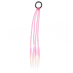 SYGA Cute Girl Colorful Wig Hair Rope Princess Twisted Braid Elastic Hairband Ponytail Headdress Fashionable Children's Hair Accessories(Gradient Pink Gold)