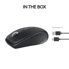Logitech MX Anywhere 3S Compact Wireless Mouse with Free Adobe Subscription, Fast Scrolling, 8K DPI Any-Surface Tracking, Quiet Clicks, Programmable Buttons, USB C, Bluetooth - Graphite