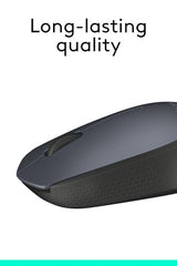 Logitech M170 Wireless Mouse, 2.4 GHz with USB Mini Receiver, Optical Tracking, 12-Months Battery Life, Ambidextrous PC / Mac / Laptop - Grey/Black