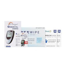 Beato Dr. Morepen Glucoone BG 03 Glucometer With 50 Strips, 100 Lancets With 100 Swabs, Multicolor