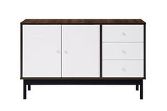 DeckUp Sage Engineered Wood Sideboard/Buffet Counter/Storage Unit (Walnut & White, Matte Finish)