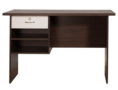 DeckUp Plank Giona Engineered Wood Study Table and Office Desk (Walnut and White, Matte Finish)