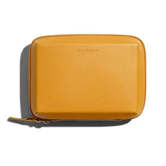 DailyObjects Leather Travel Electronic Accessories Storage Bag | Portable Gadget Organizer Case | Tech Kit Pouch for Cables, Drives, Chargers, Adapters, Power Banks | Charger Wire Organiser - Yellow