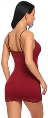 MOMISY Women Sexy Silk Slim Fit Lingerie Transparent Set Underwear Lace Cup Teddy Bodysuit Deep Round Neck Spahgetti Back Strap Underwear Babydolls Sexy Lingerie Sleepwear-Maroon