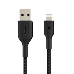Belkin Apple Certified Lightning to USB A and Sync Tough Braided Cable for iPhone, iPad, Air Pods, 3.3 feet (1 meters) – White