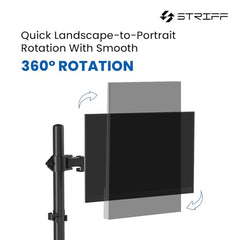 STRIFF Single Monitor Stand with Full Motion Arm | 360° Rotation & Height Adjustable Desk Table Mount | Universal VESA Bracket with C-Clamp | Fits 13–32 Inch Computer/LCD Screens | Holds 4.4–19.8 lbs