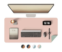 Bellblock Large Extended Reversible Desk Mat/Mouse Pad/Gaming Pad for Office/Home| Vegan Leather | Anti-Skid, Slip-Resistant, Splash-Proof | White & Sky Blue | 60x30cm
