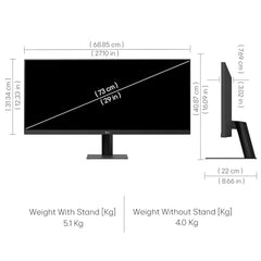 LG 29U511A 73 cm (29 Inch) UltraWide WFHD (2560x1080) IPS Monitor, 100Hz, 5ms(GtG), Anti-Glare, sRGB 99% (Typ.), HDR10, 3-Side Virtually Borderless, DP, HDMI, Headphone Out, Tilt Adjustable (Black)