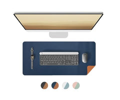 Bellblock Large Extended Reversible Desk Mat/Mouse Pad/Gaming Pad for Office/Home| Vegan Leather | Anti-Skid, Slip-Resistant, Splash-Proof | White & Sky Blue | 60x30cm