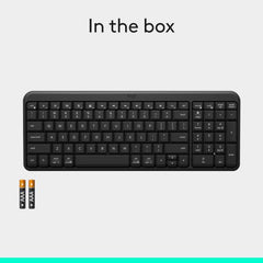Logitech K250 Bluetooth Keyboard with Numpad, Easy Connectivity, Compact Wireless Keyboard Made with Recycled Plastic, Spill-Resistant, Comfortable Keys - Windows/MacOS - Graphite