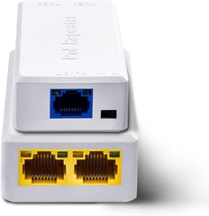 2-Port Gigabit PoE Extender/Switch, 30W Input, 25.5W Output, IEEE 802.3af/at, PoE Splitter Repeater, Power Supply for 2 PoE Devices Such as IP Cameras, IP Phones, Wireless AP, Minimalist Style