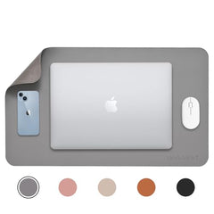 AROPANA Anti-Slip Extended Mouse Pad 90x45cm | PU Vegan Leather Desk Mat | Large Computer Desk Protector Pad with Suede Base for Keyboard, Laptop, Office & Home (Grey)