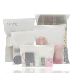 OSDUE Polyethylene Frosted Zipper Bags 30x35cm Pack of 10 – Transparent LDPE Zip Lock Storage Bags for Clothes, Shoes, Cosmetics, Jewellery, Toiletries & Travel