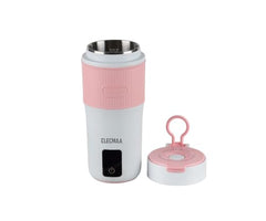 Elecmaa 2 in 1 Car Electric Kettle & Bottle 400ml, Pink | For office, car, home and travel, Ideal for Homes (220v) & Car, office 12-24V DC, 4 Temp & Digital Touch Ctrl