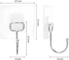 JIALTO Adhesive Hooks, Heavy Duty 5 kg Wall Hooks, Nail-Free Reusable Stainless Steel Sticky Hangers for Multipurpose Kitchen, Bathroom & Home (10 Pcs)