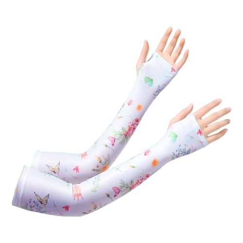 MOMISY Hand Gloves for Sun Protection, UV Protection Arm Sleeves for Women Bike Riding, UPF50+ Ice Silk Cooling Summer Gloves Woman Hand Cover Arm Sleeves for Driving, Golfing, Sports (Grey)