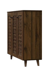 DeckUp Amari Engineered Wood 3-Door Shoe Rack (Walnut, Matte Finish)