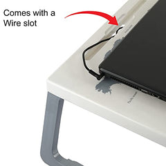 Cello Lappy Study Table, Breakfast Table, Foldable and Portable & Ergonomic, Plastic, White & Grey, 570*370*52, (CLO_LPY_TBL)