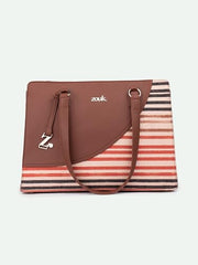 ZOUK Office Essential Bag | Jute | Vegan Leather Handcrafted Tote Bag With Double Handle Shoulder Strap | Bristel