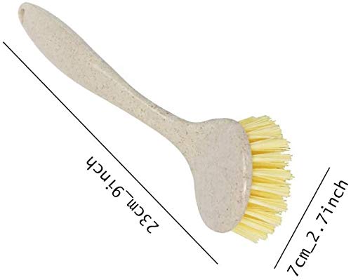 SYGA Kitchen Scrub Brush Sink Bathroom Brushes with Comfortable Grip Handle Odourless Bristles for Pot Pan Cast Iron Skillet Dishes Cleaning (Beige) Pack of 10