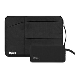 Dyazo 15-15.6 Inch Laptop Sleeve Case | Water Resistant Cover with Charger Pouch & Three Front Pockets | Compatible for Dell, HP, MacBook, Lenovo, Acer, Asus & All Other Notebooks (Black)
