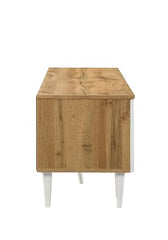 DeckUp Soneva Engineered Wood TV Unit (Wotan Oak & White, Matte Finish)