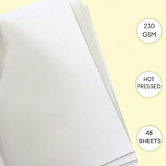Zen Sangam Bookmark Mixed Media Glued Sketch Pad | 230GSM 100% Cellulose, Hot Pressed | 48 Sheets Size(18x5cm) | Medium Grain | for Pencil, Charcoal, Pastel, Wax, Acrylic, Gouache, Light Watercolor