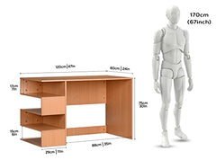 DeckUp Zeus Engineered Wood Study Table and Office Desk (Wotan Oak & White)