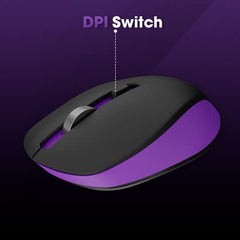 ZEBRONICS Zeb-Jaguar Wireless Mouse, 2.4GHz with USB Nano Receiver, High Precision Optical Tracking, 4 Buttons, Plug & Play, Ambidextrous, for PC/Mac/Laptop (Black+Grey)