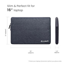 Craloft Laptop Sleeve Cover Bag for 16 Inch MacBook Pro with Charger Pouch – Slim, Water-Resistant & Protective Case – Perfect for Office & Travel Use