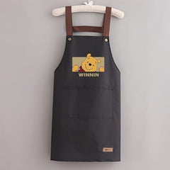 MOMISY Kitchen Apron with Front Pocket – Cute Cartoon Cooking Apron (Black)