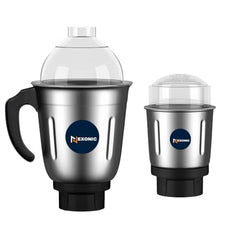 Stainless Steel Combo (Mini 180 Ml & 250 Ml) Jar Set one for Mixer Grinder, Compatibility with all mixer grinders with 2 slots of jar fitting with 4 teeth coupler