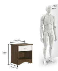 DeckUp Plank Bei Engineered Wood Bed Side Table and End Table (Walnut and White, Matte Finish)