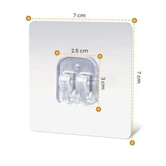T ESSENTIALS Multipurpose Transparent Self Adhesive Wall Hooks Strong Sticky Heavy Hooks for Bathroom Kitchen Adhesives Hook for Shower Caddy Storage Shelves (Pack of 4)