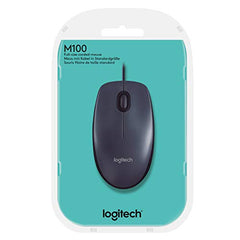 Logitech M100r Wired USB Mouse (Dark Black)